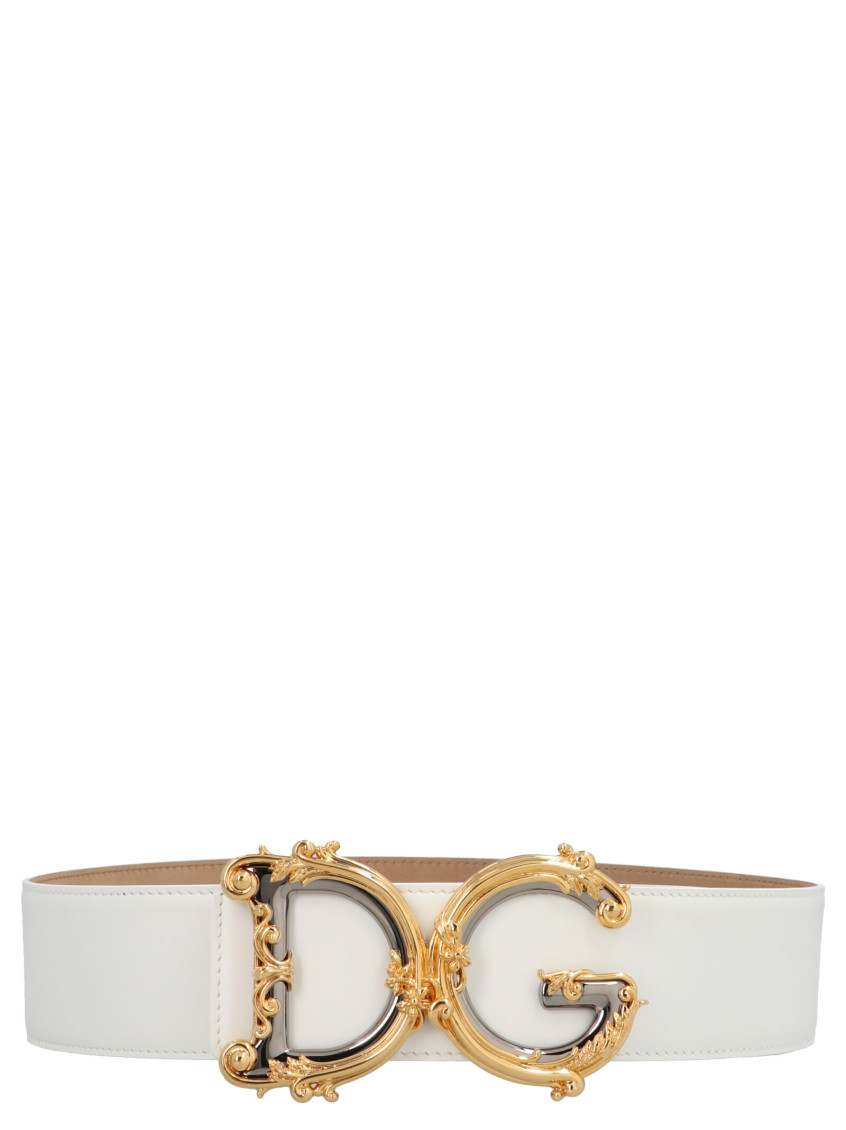 DOLCE & GABBANA ‘DG Barocco’ belt White Leather belt with baroque DG logo in White for Women