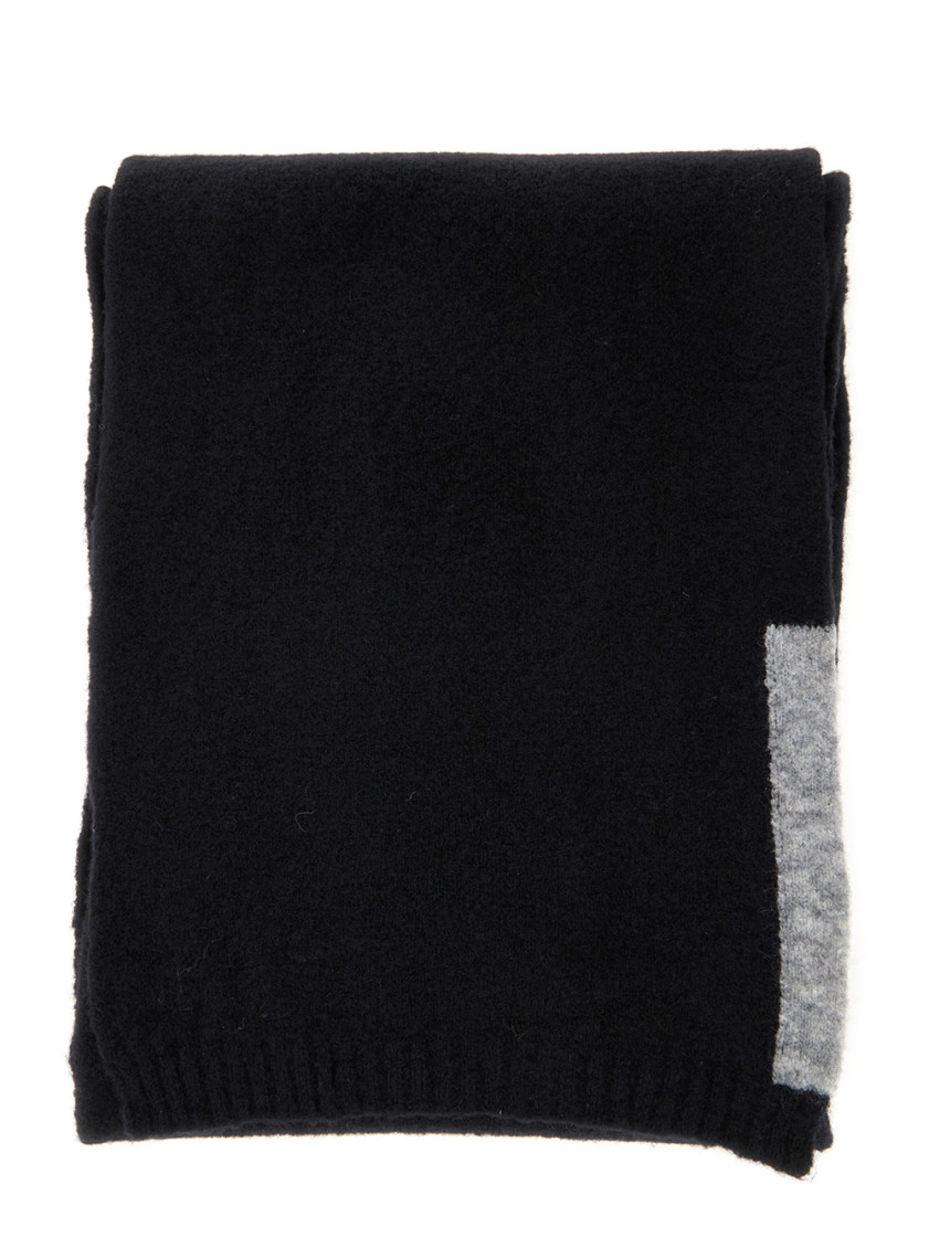 Semicouture Black Scarf With Contrasting Detail In Wool Woman In Black