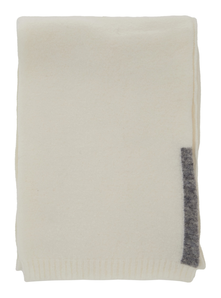 Semicouture White Scarf With Contrasting Detail In White