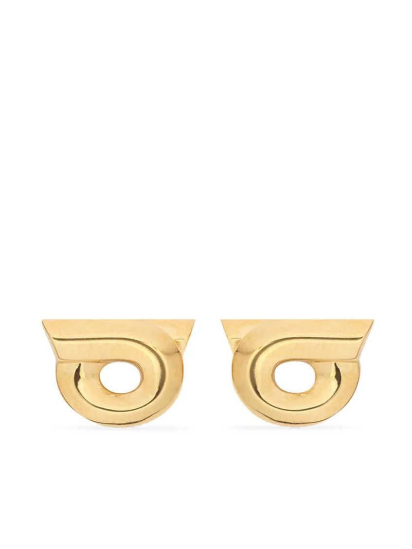 Ferragamo Geometric Stud Earrings Polished Finish In Golden
