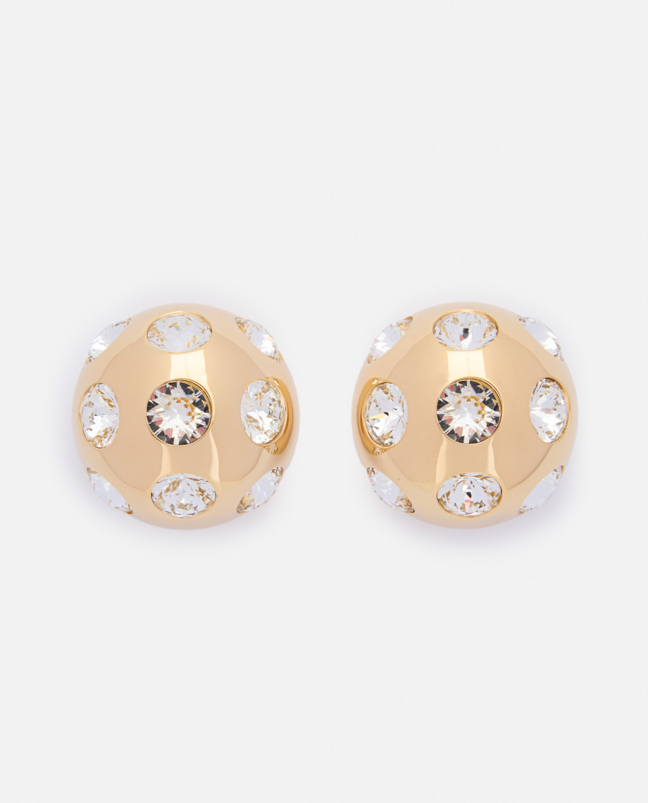 Shop Jacquemus Golden Round Crystals Earrings