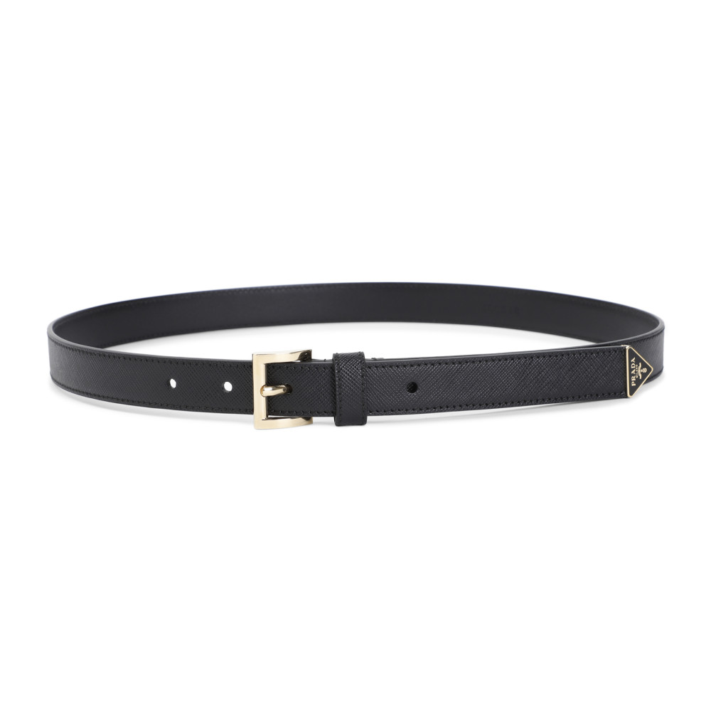 PRADA WOMEN BLACK LOGO BUCKLE TEXTURED BELT, 28 LUXURY BELTS FOR WOMEN DARVEYS