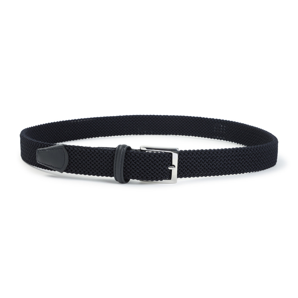 Kiton Adjustable Braided Leather Belt With Silver Buckle In Black