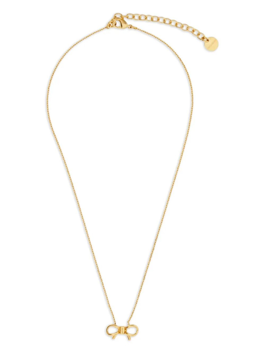 Ferragamo Adjustable Chain Bow Detail Pendant Necklace In Gold