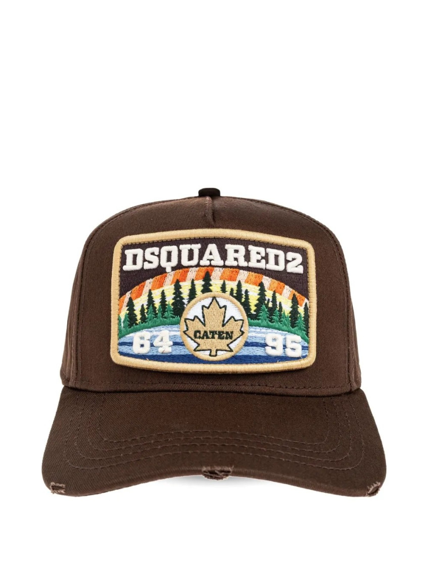 Dsquared2 Brown Embroidered Patch Baseball Hat