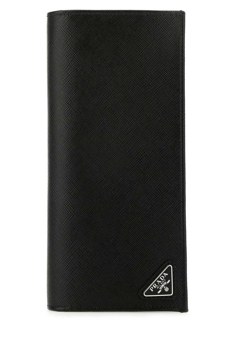 Prada Black Long Fold Wallet In Black
