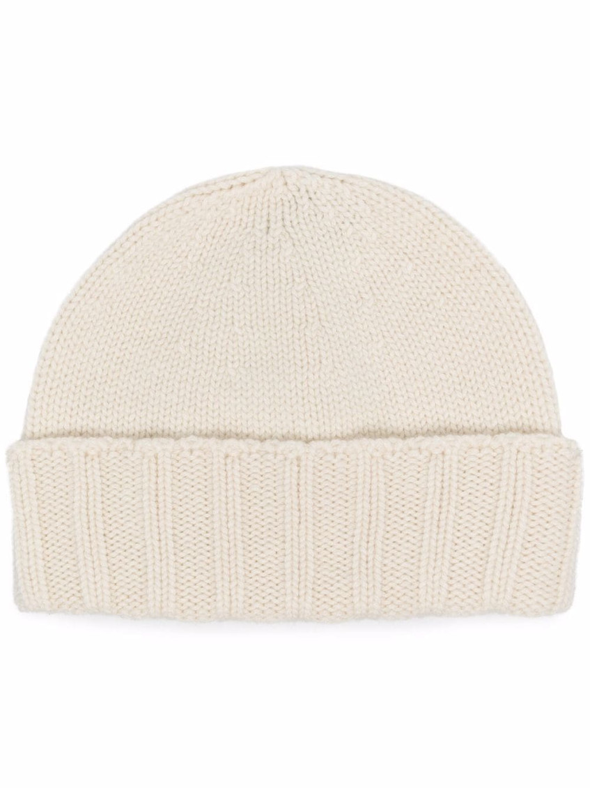 Drumohr White Knitted Beanie Hat In White