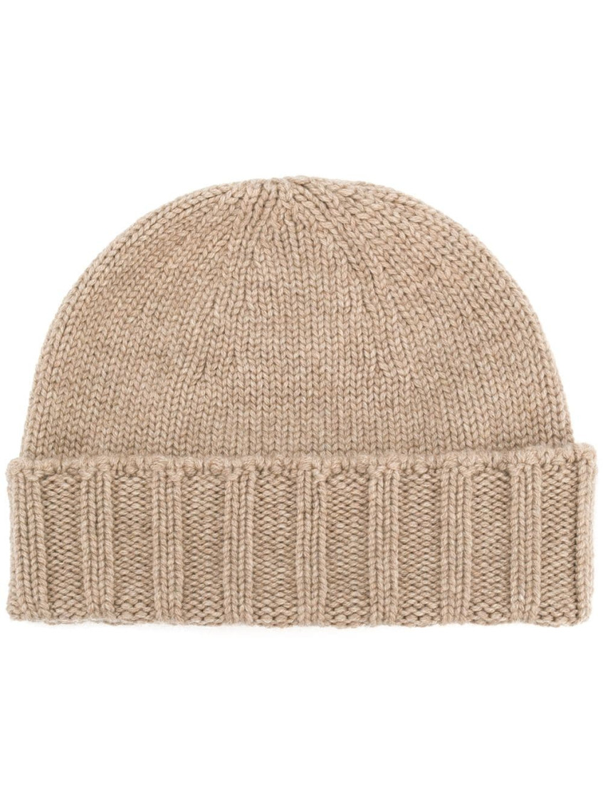 Drumohr Beige Knitted Beanie Hat In Beige