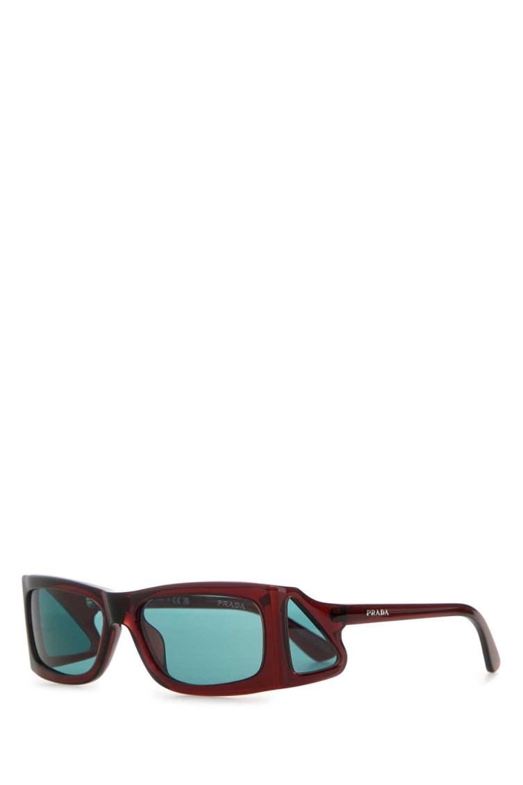 Prada Burgundy Acetate Opr B03s Sunglasses In Dark Brown