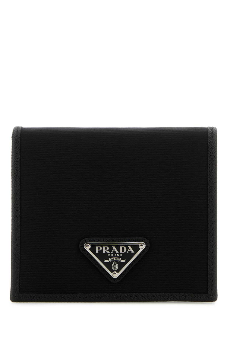 Prada Mens Black Re-nylon Small Recycled-nylon And Leather Wallet In Black