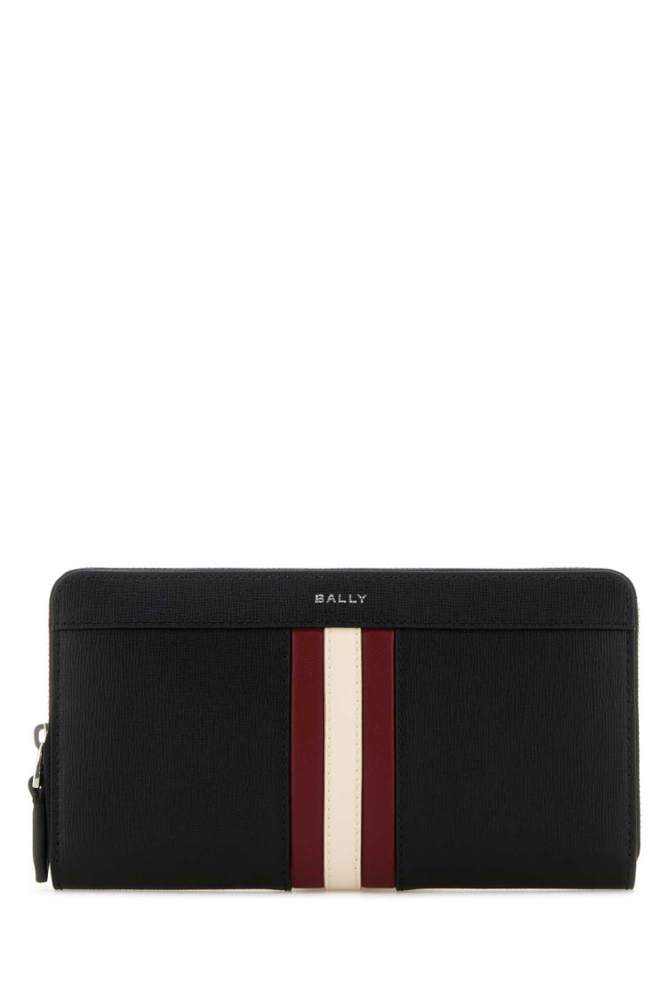 Bally Wallet Leather Stripe Detail In Black