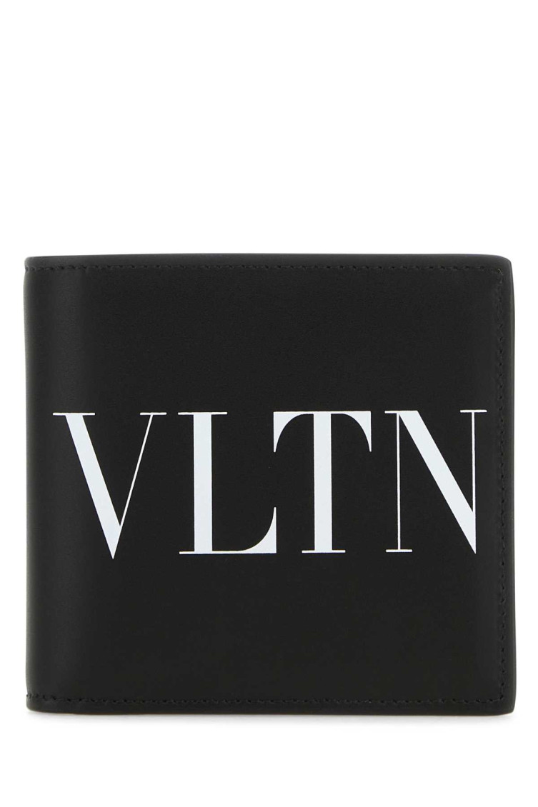 Valentino Black Logo Wallet In Black