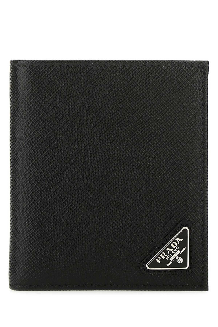 Prada Black Leather Wallet In Black