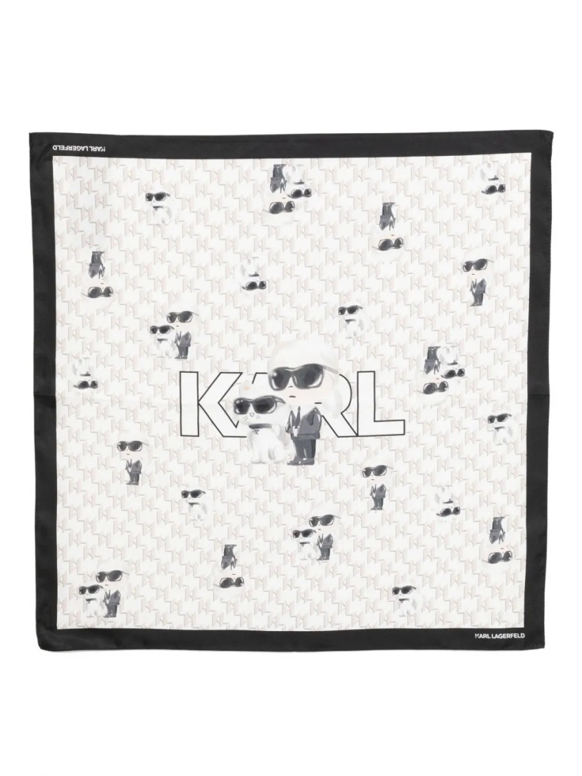 Karl Lagerfeld White Logo Scarf In Multi
