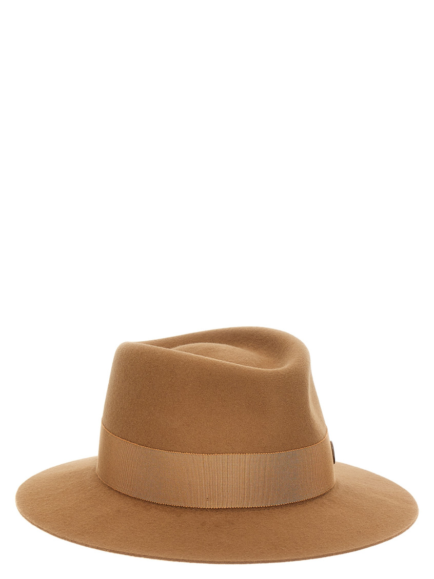 ハット MAISON MICHEL 'Andre' hat Brown 1003037006 André, camel felt fedora hat, waterproof - Maison Michel Paris.