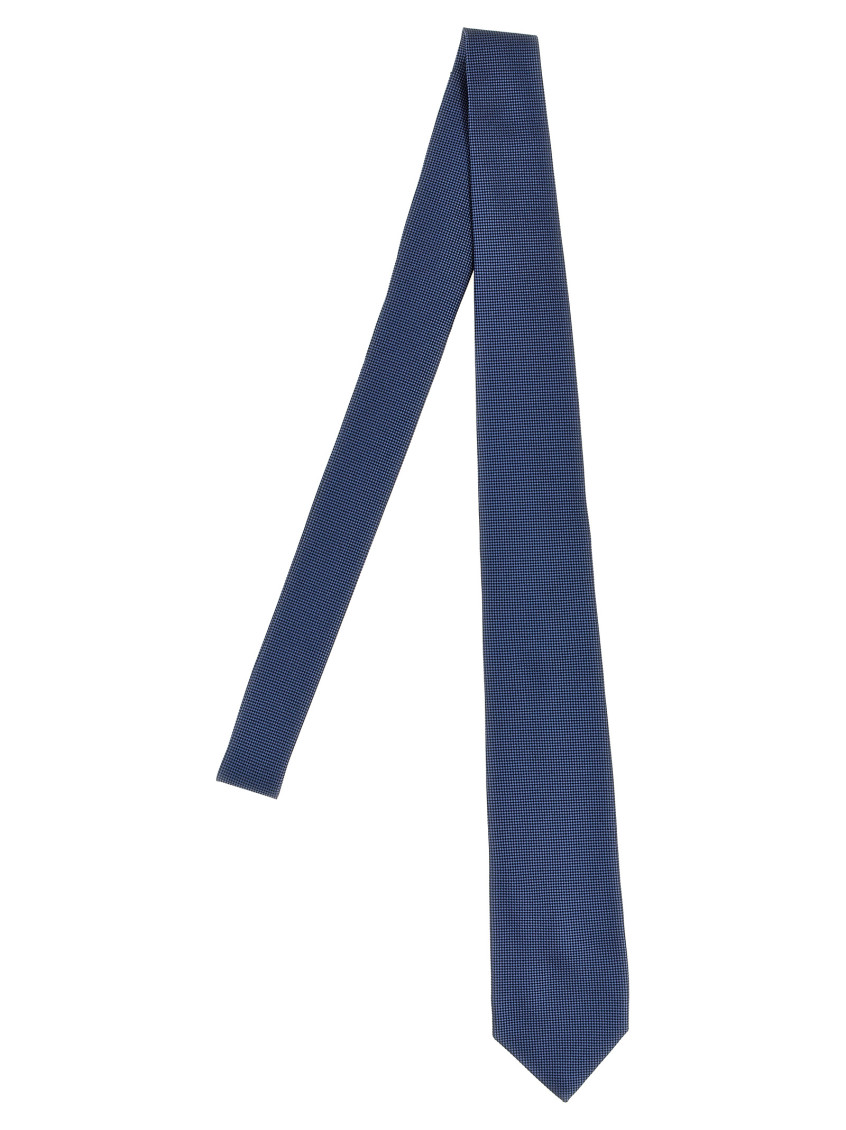 Barba Napoli Pointed Tip Slim Silk Tie With Textured Finish