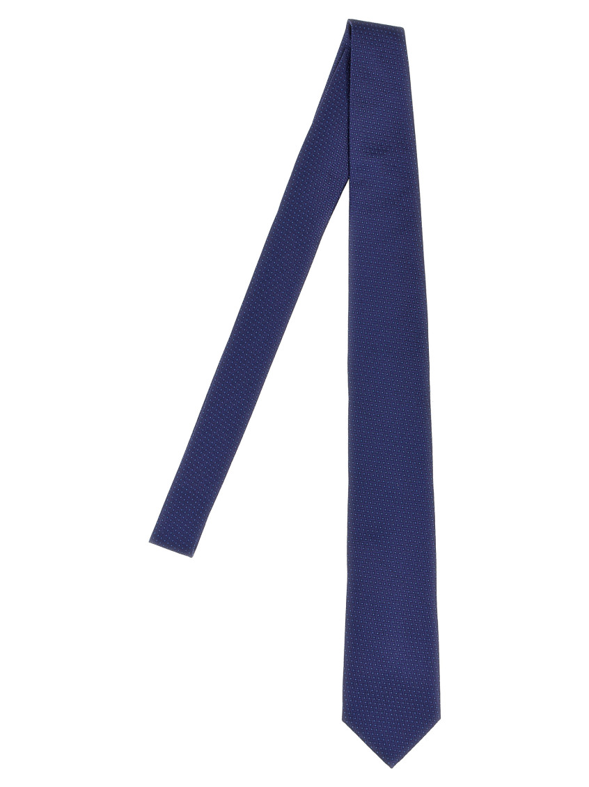 Barba Napoli Pointed Tip Slim Silk Tie With Textured Finish