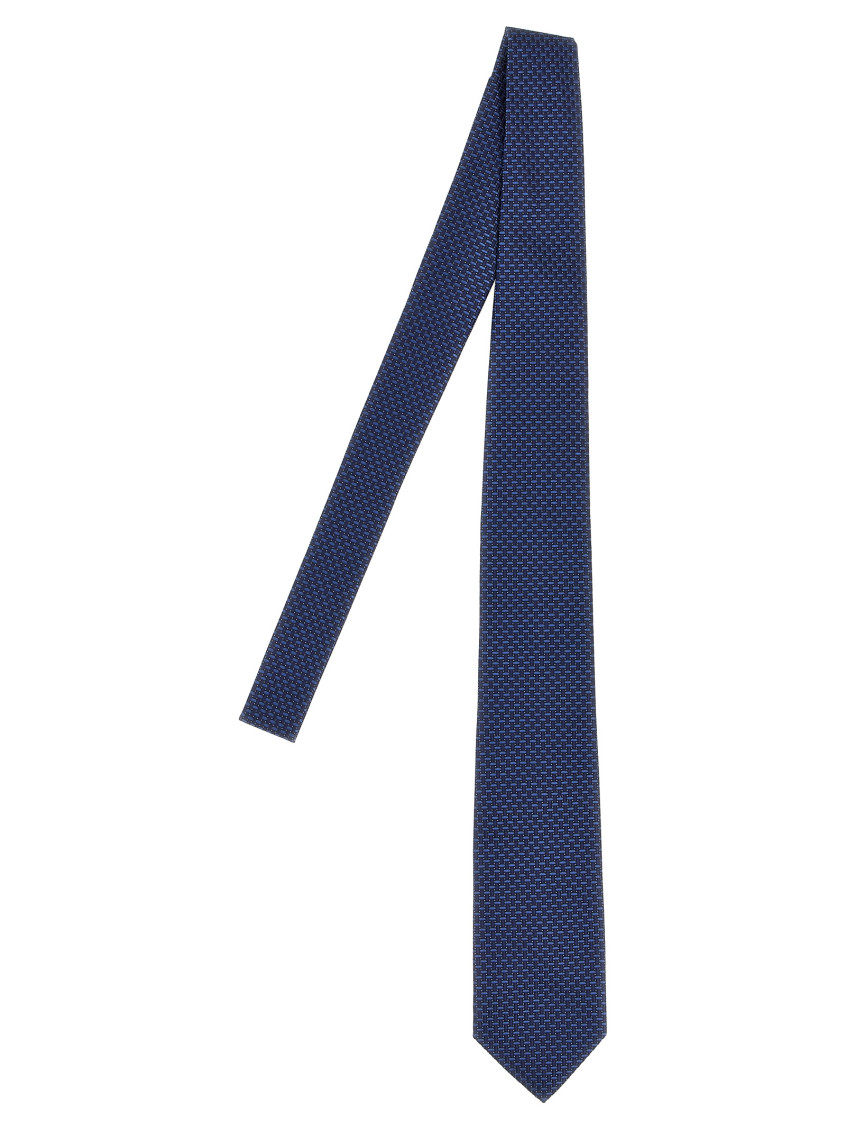 Barba Napoli Pointed Tip Slim Silk Tie With Textured Finish