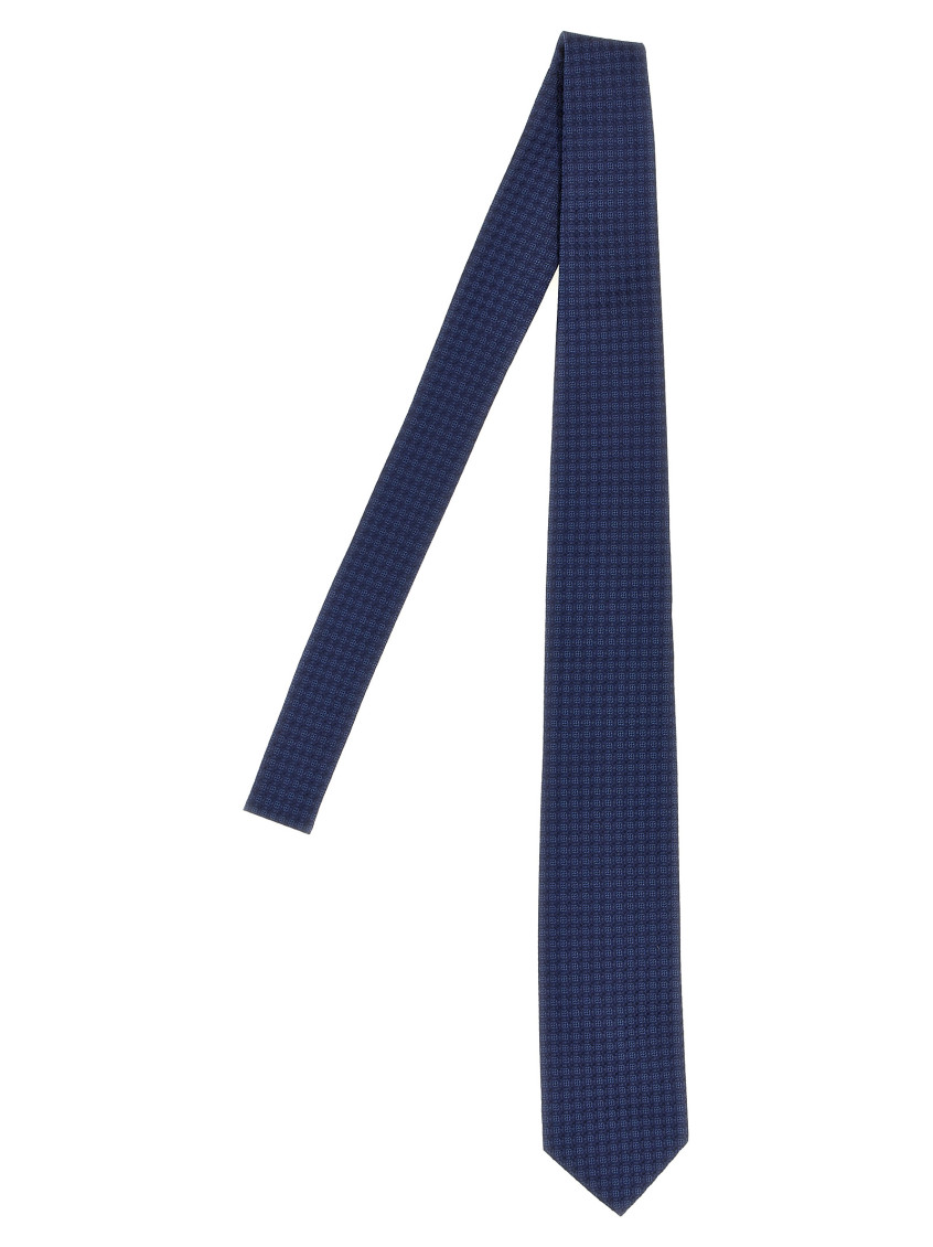 Barba Napoli Pointed Tip Slim Silk Tie With Textured Finish