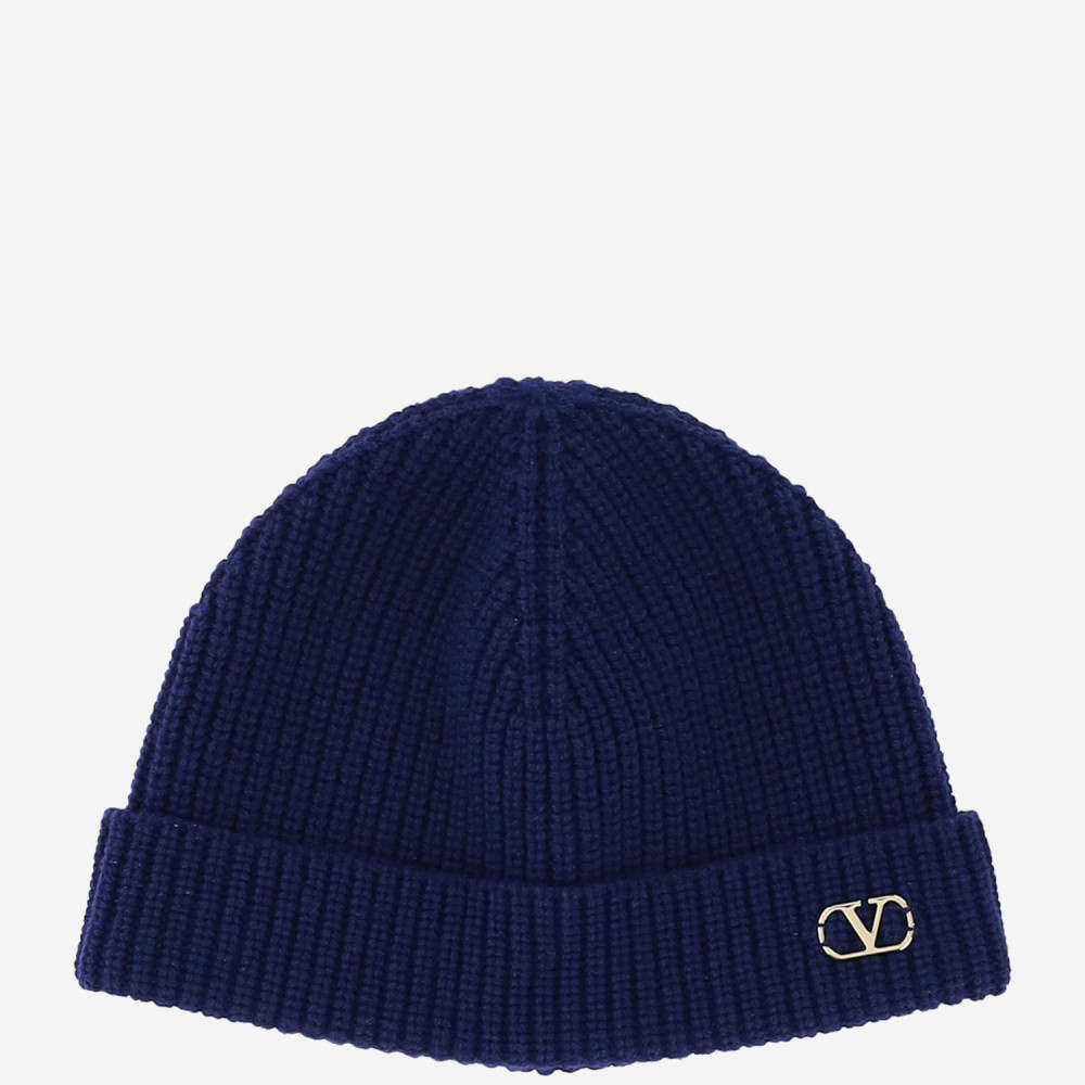 Valentino Navy Blue Logo Beanie Hat