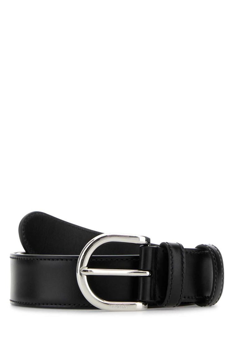 Prada Cintura In Pelle Nera Donna In Black