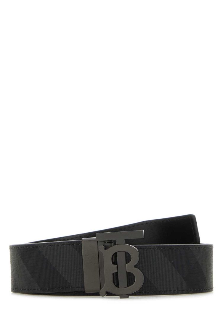 Burberry Check And Leather Reversible Tb Belt