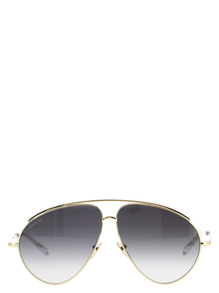 Gucci Gold Metal Aviator Sunglasses Women In Gold