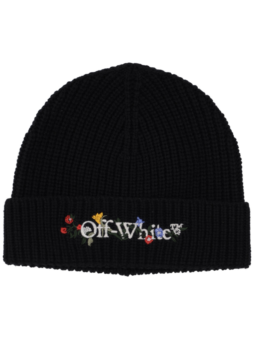 Off-white Black Logo Beanie Hat In Black