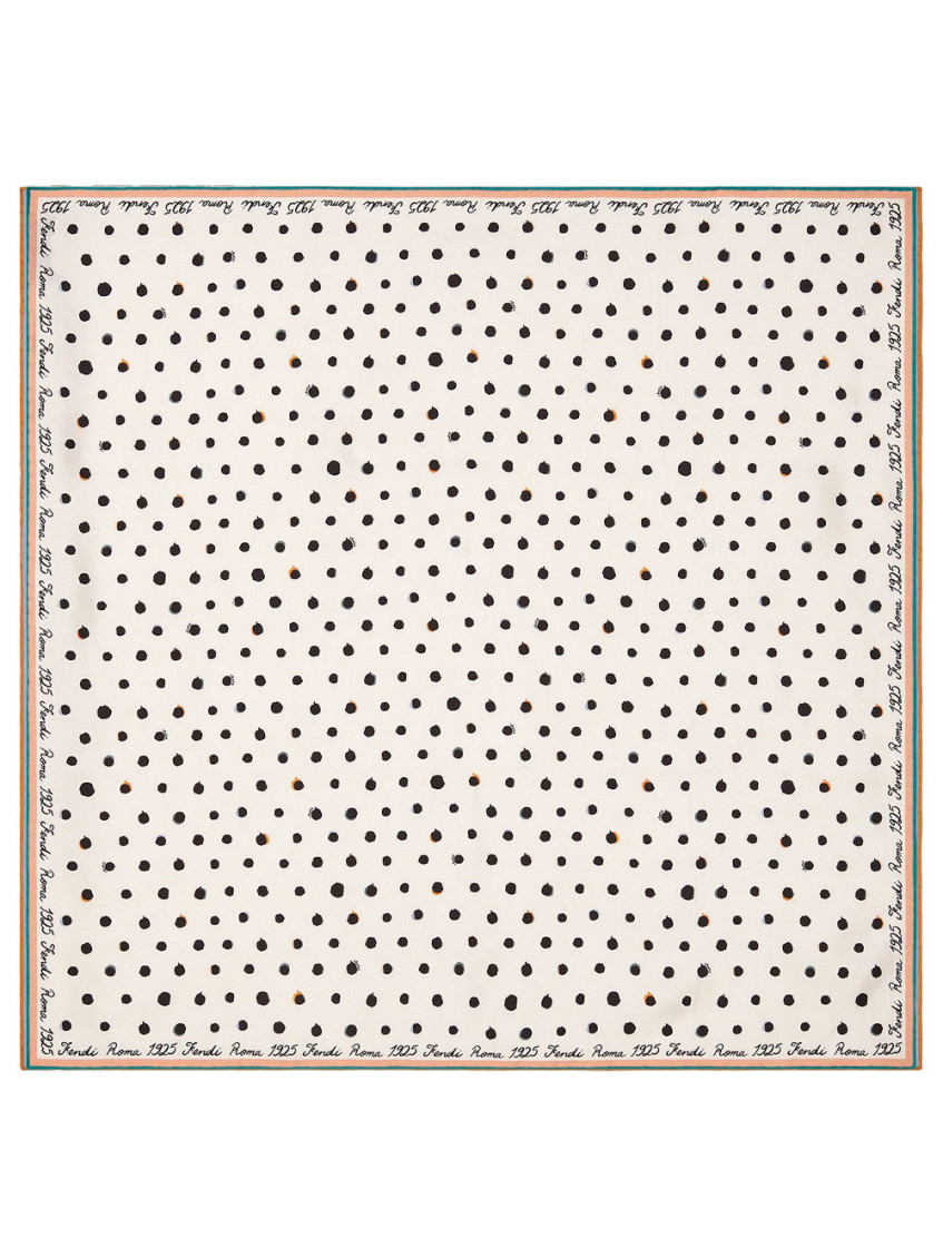 Fendi Silk Scarf With Polka Dot Design In White