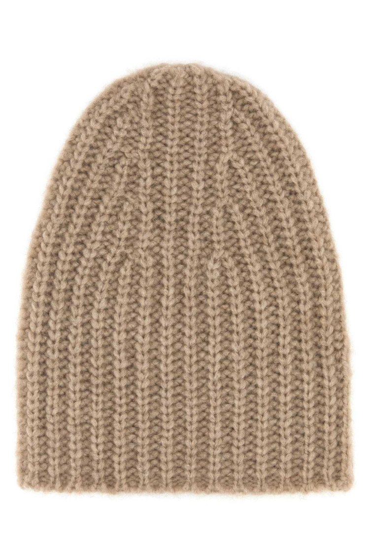 The Row Cashmere Beanie Hat Neutral Ribbed Knit In Brown