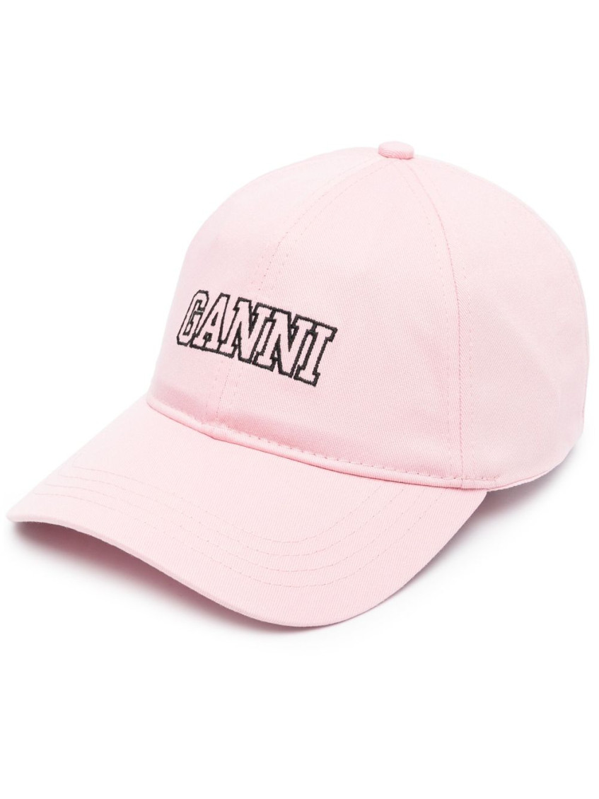 Ganni Women Logo Organic Cotton Baseball Cap In Pink