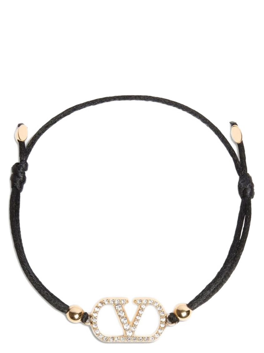 Valentino Garavani Black VLogo Cord Bracelet for Women Online USA