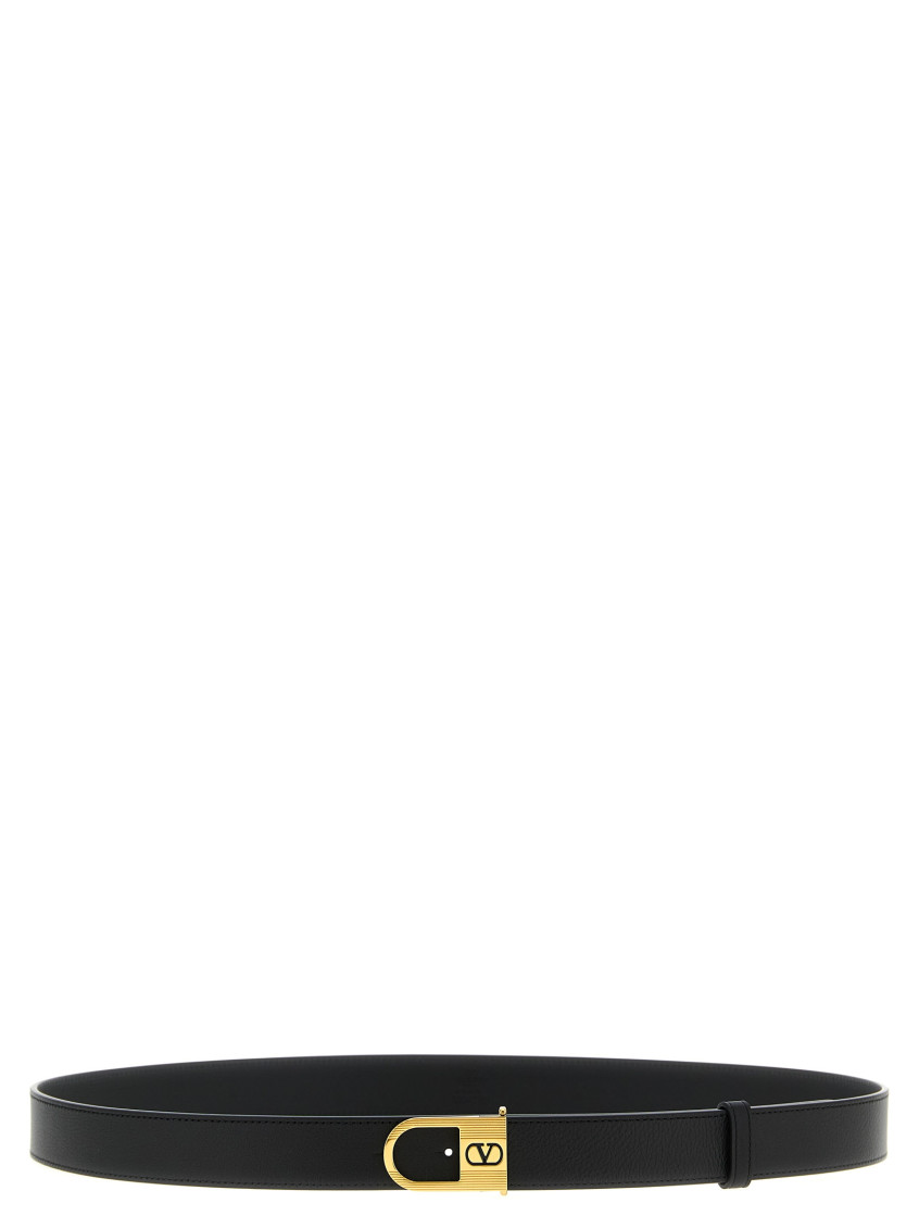 Valentino Enamelled Vlogo Signature Belt In Black
