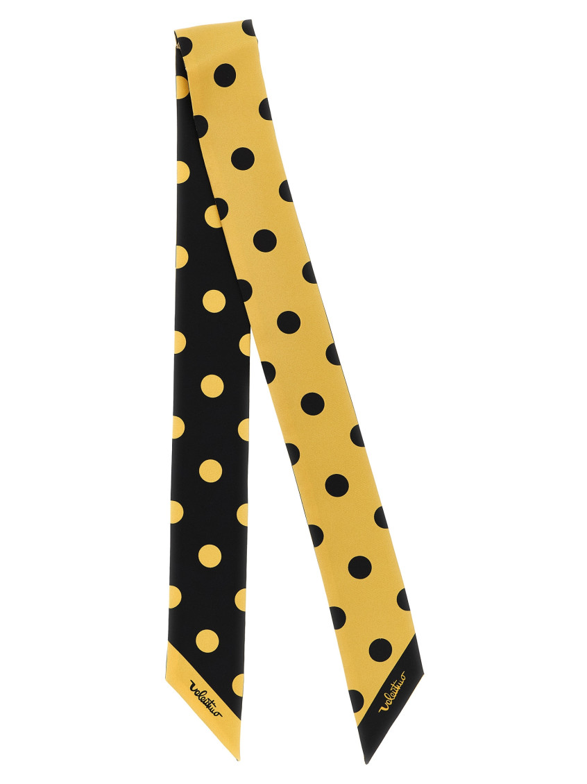 Valentino Yellow Bandeau Polka Dot Print Bandana Scarf In Multi