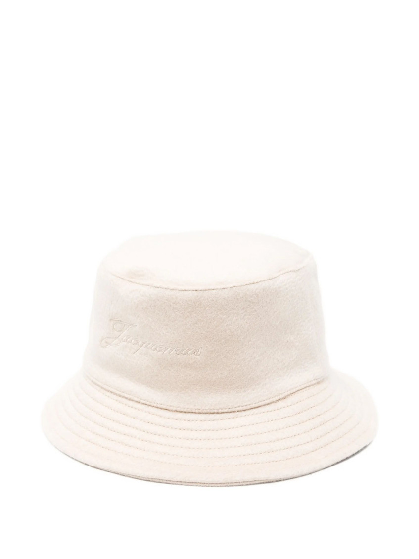 Jacquemus Beige Le Bob Bucket Hat In White