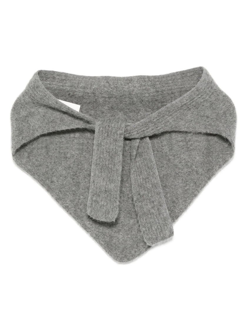 Jacquemus Alpaca Scarf With Knot Detail And Ribbed Texture In Gray