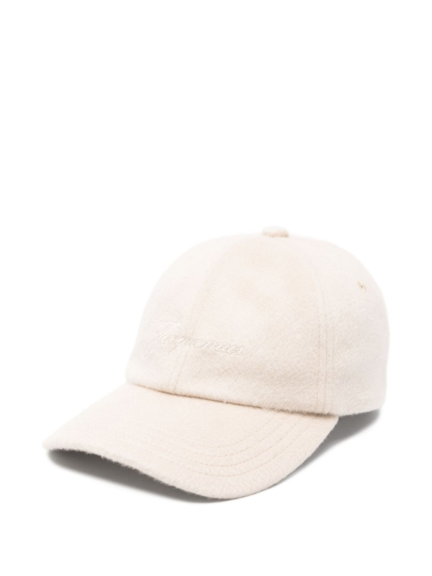 Jacquemus Cashmere Six-panel Curved Brim Hat In Brown