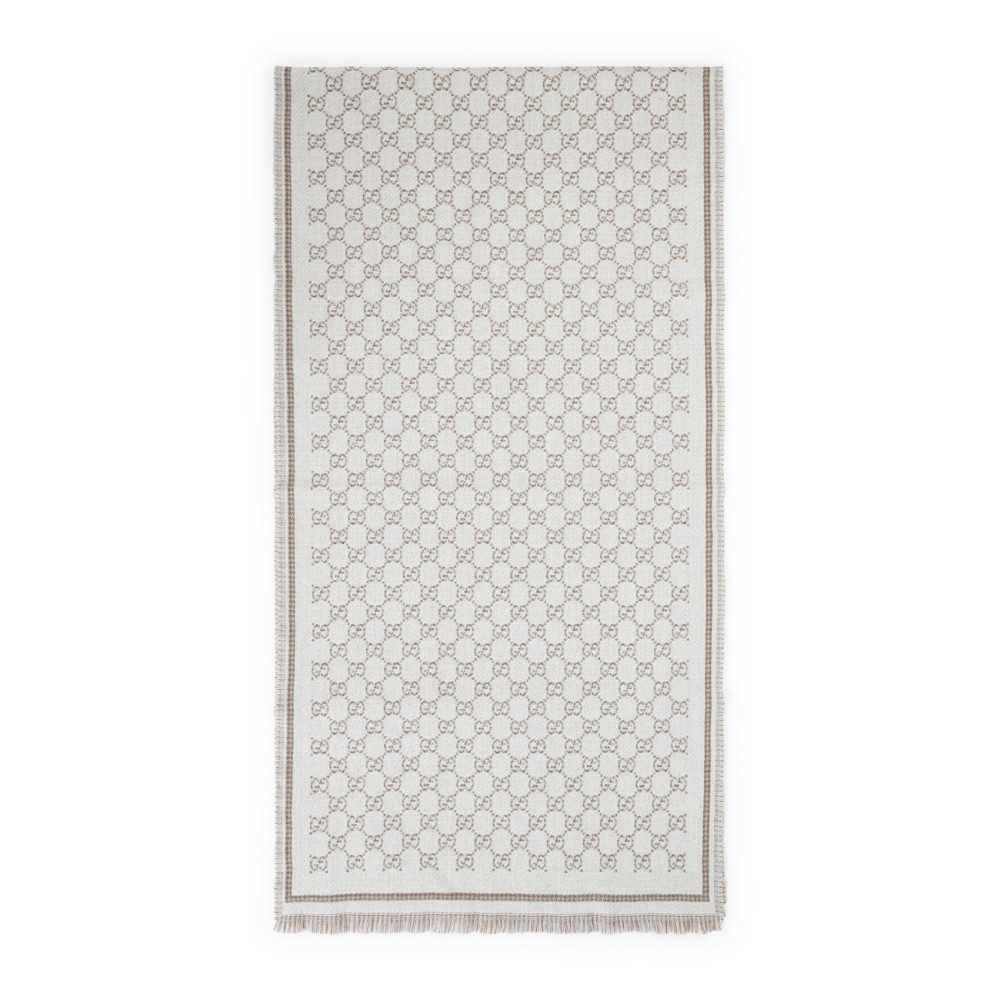 Gucci Beige Signature Pattern Scarf In Multi