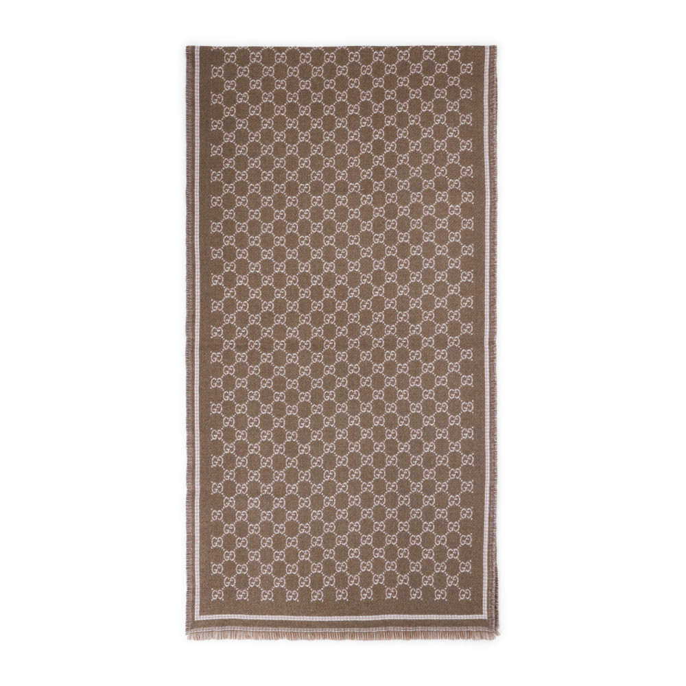 Gucci Brown Signature Pattern Scarf In Multi