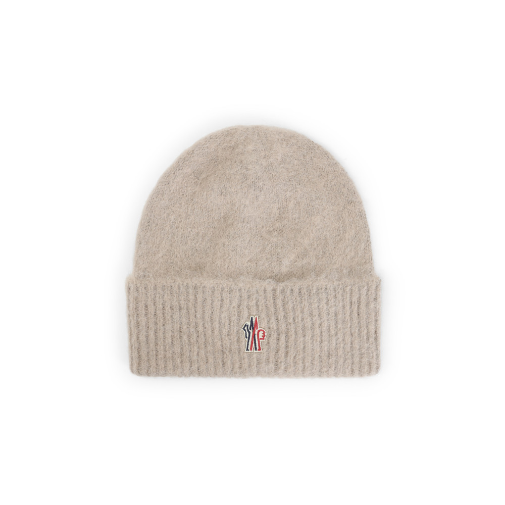 Moncler Alpaca And Wool Logo Beanie In Brown