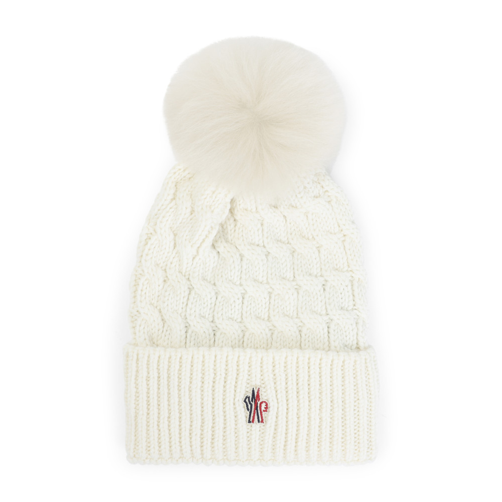Moncler Ivory Virgin Wool Hat With Pompom In Neutral