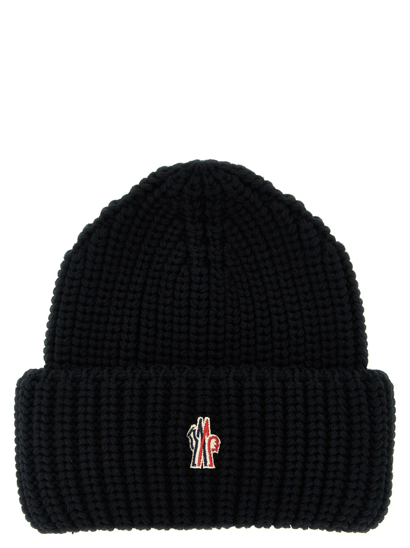 Moncler Grenoble Logo Patch Beanie In Black
