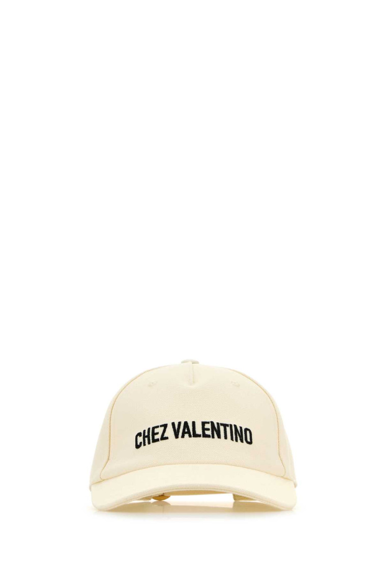 Valentino Garavani Ivory Cotton Baseball Cap With Adjustable Embroidered Logo In White