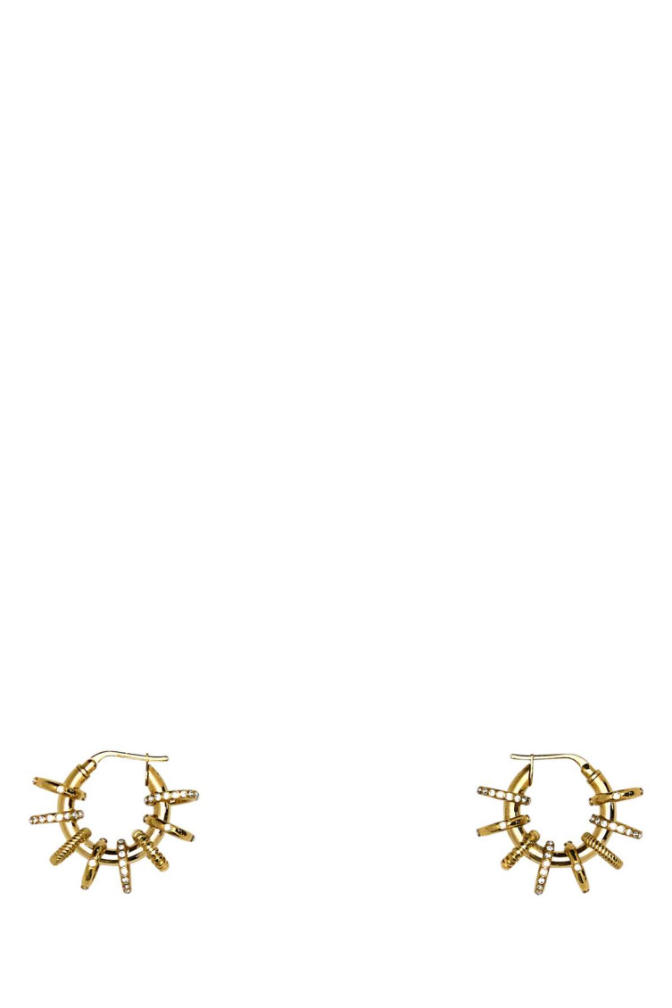 Amina Muaddi Multiring Hoop Earrings With Embellished Textured Finish In Golden