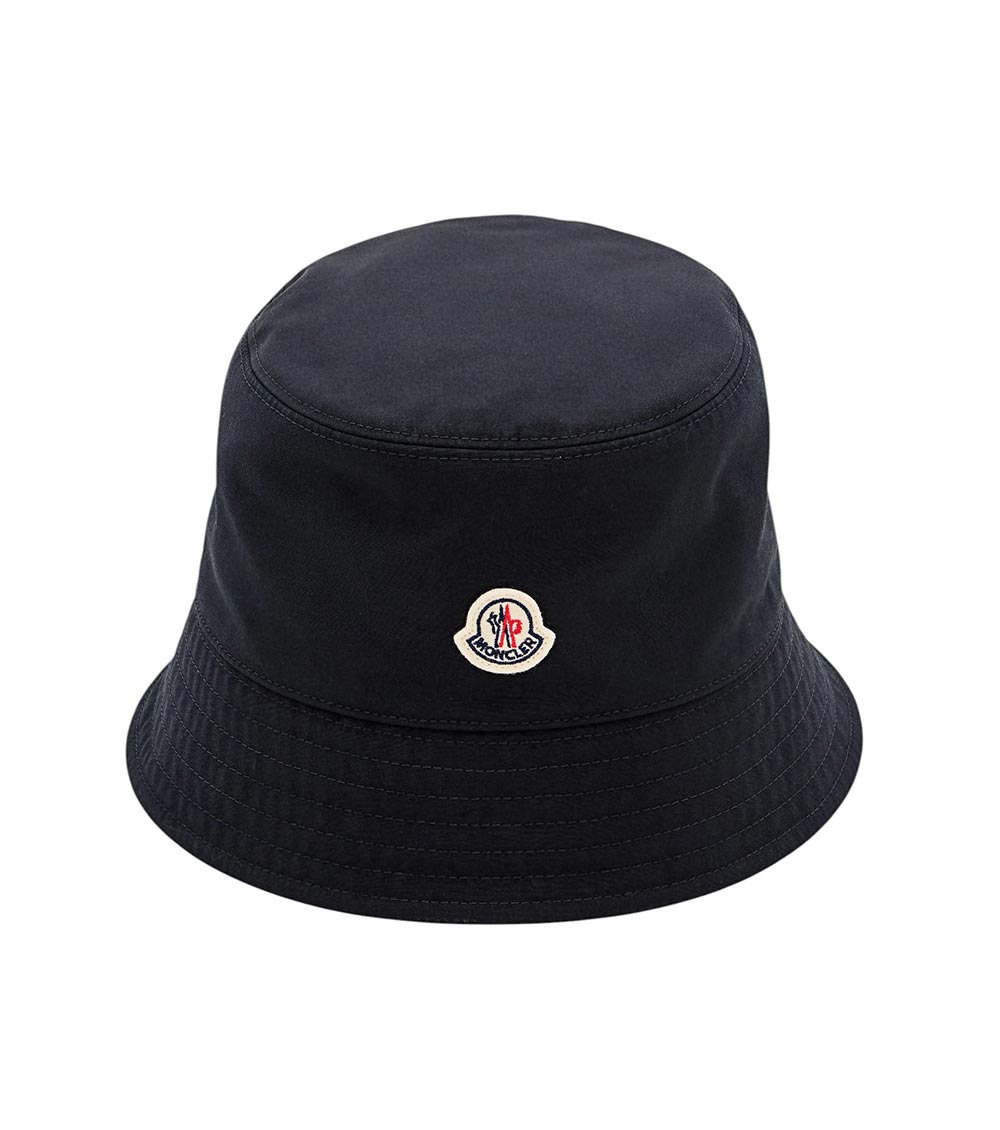 Moncler Black Logo Bucket Hat In Black