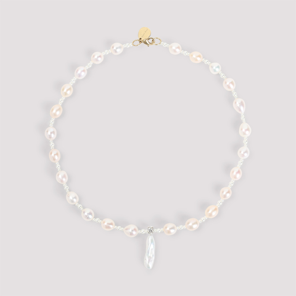 Simone Rocha Pendant Necklace Pearl Beads In White