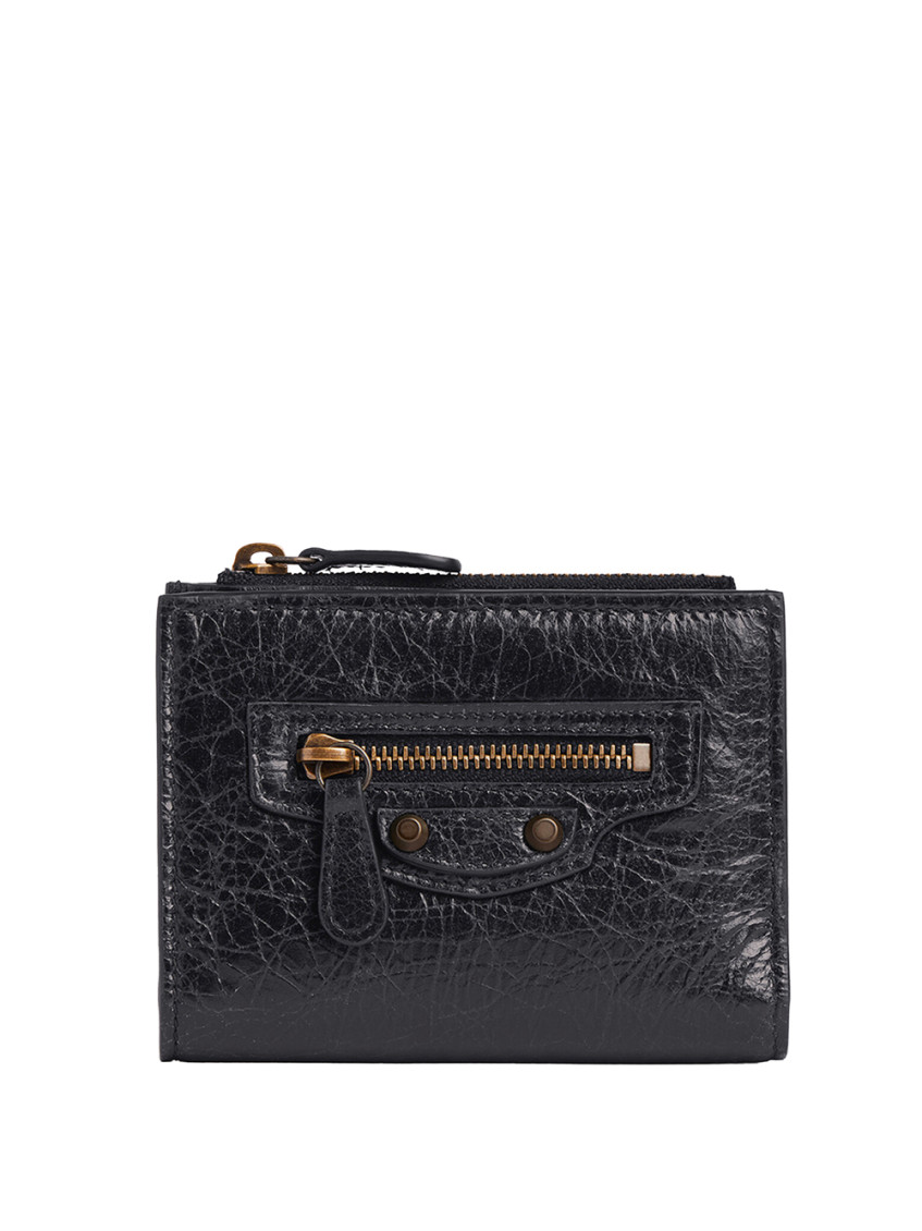 BALENCIAGA　TEXTURED-LEATHER WALLET Balenciaga Black Textured Zip Wallet