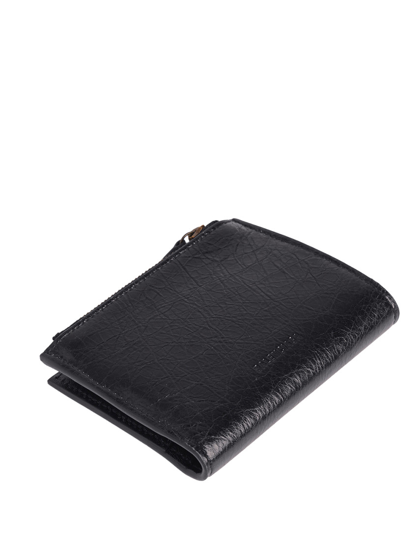 BALENCIAGA　TEXTURED-LEATHER WALLET Balenciaga Black Textured Zip Wallet