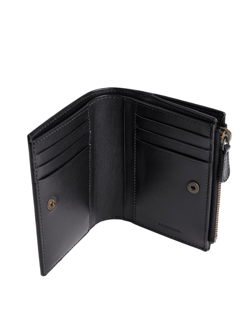BALENCIAGA　TEXTURED-LEATHER WALLET Balenciaga Black Textured Zip Wallet