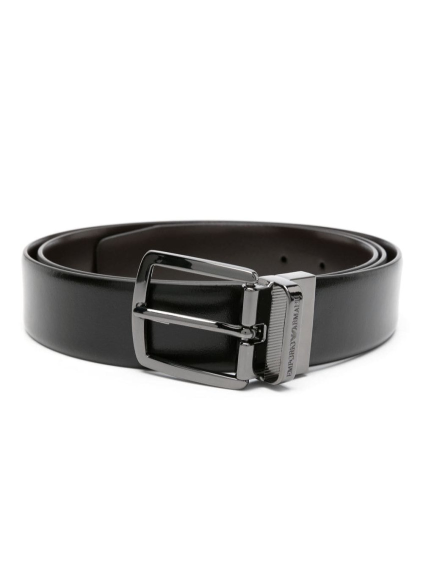 Emporio Armani Leather Belt With Adjustable Fit And Smooth Finish In Brown